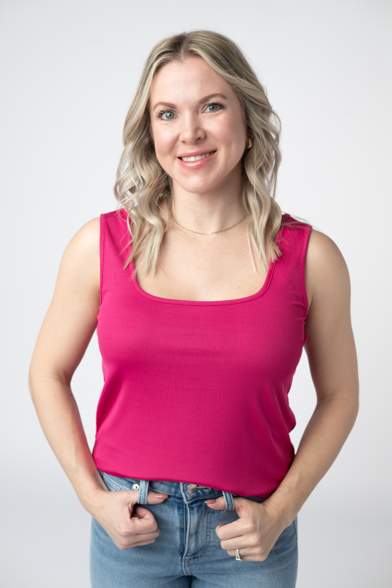 Rachel Ribbed Tank -  Hot Pink