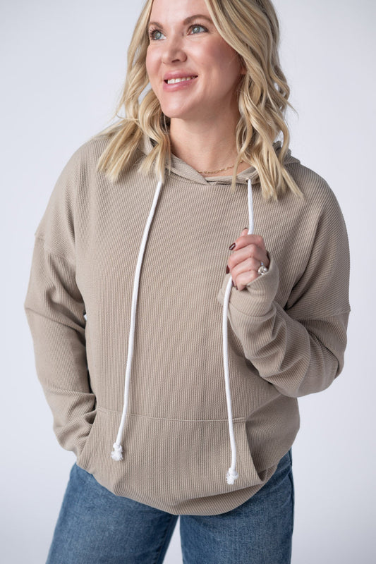Kacey Ribbed Hoodie - Mocha FINAL SALE