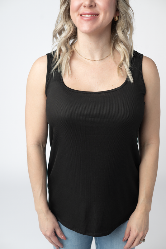 Rachel Ribbed Tank - Black