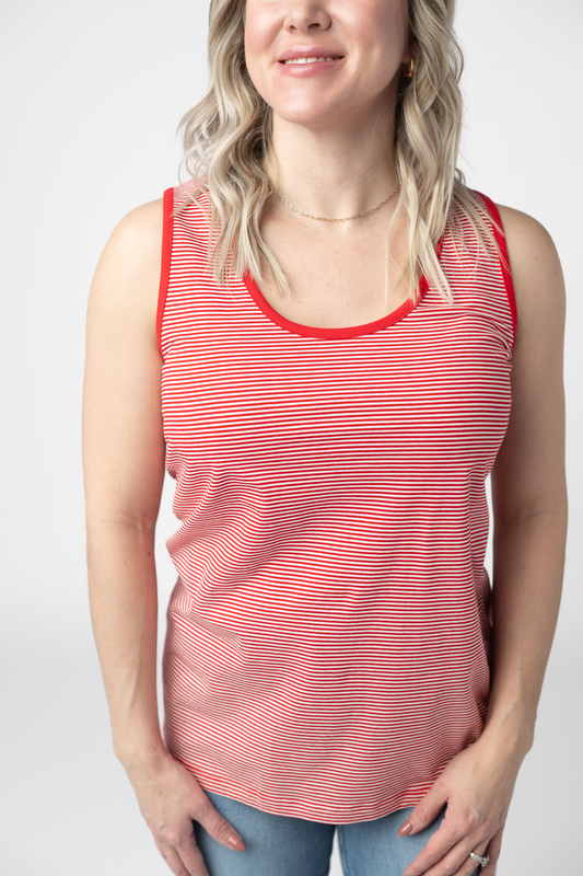 Micro Striped Tank - Red