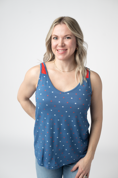 Poppy Tank - Blue Freedom Stars