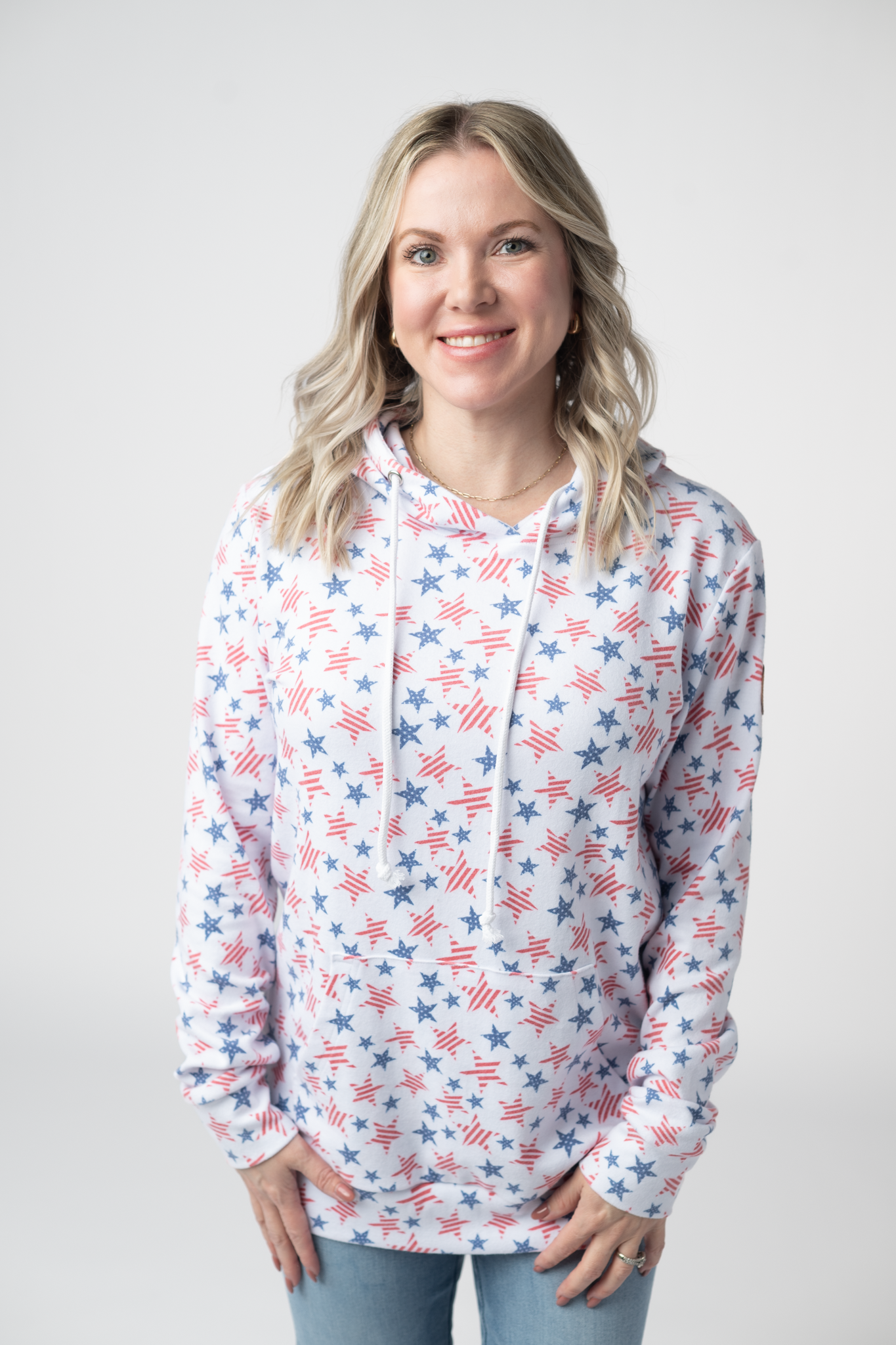 Hailey Pullover Hoodie - American Stars and Stripes