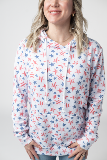 Hailey Pullover Hoodie - American Stars and Stripes