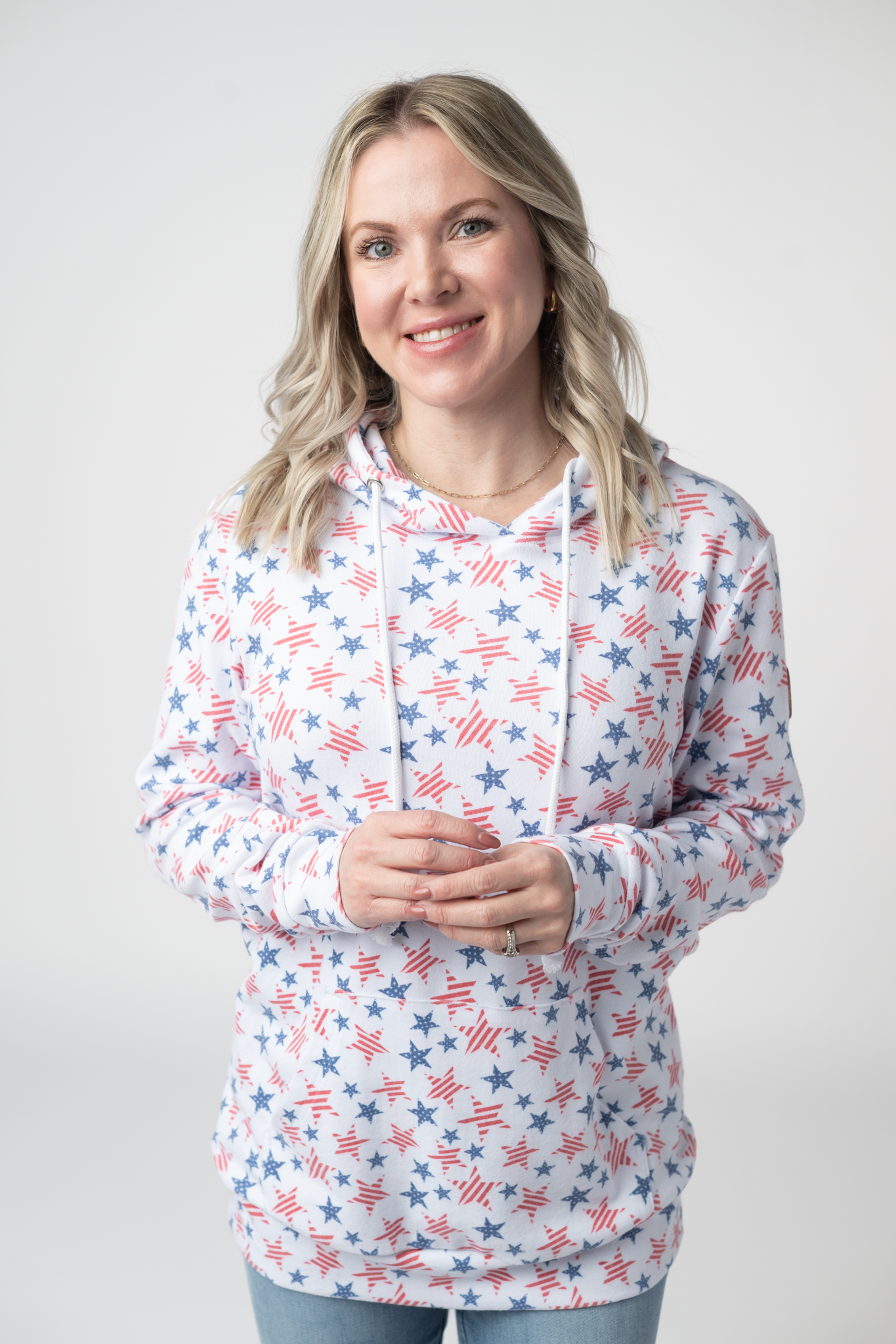 Hailey Pullover Hoodie - American Stars and Stripes