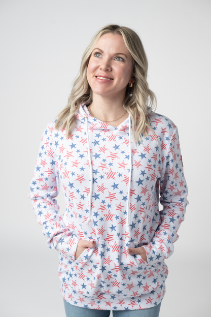 Hailey Pullover Hoodie - American Stars and Stripes