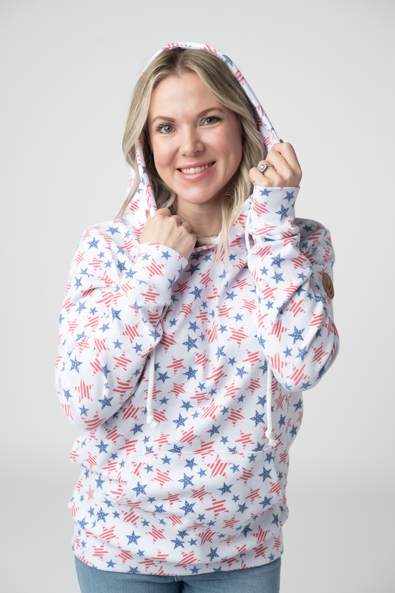 Hailey Pullover Hoodie - American Stars and Stripes
