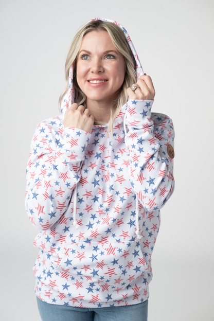 Hailey Pullover Hoodie - American Stars and Stripes