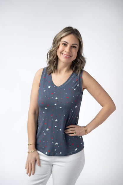 Noelle Tank - Navy Liberty Stars