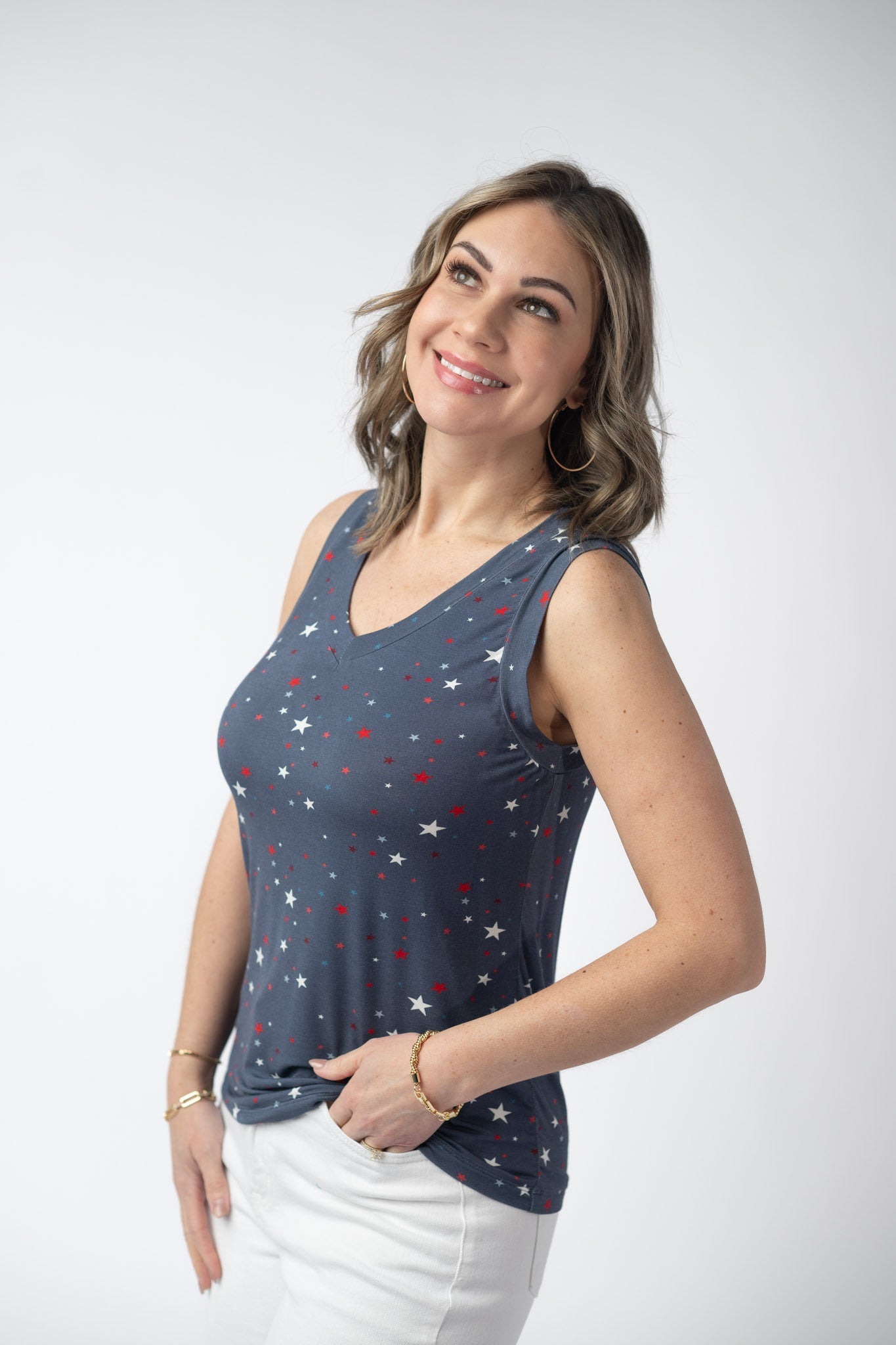 Noelle Tank - Navy Liberty Stars