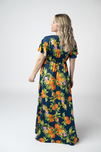Harley High-Low Dress - Navy Citrus
