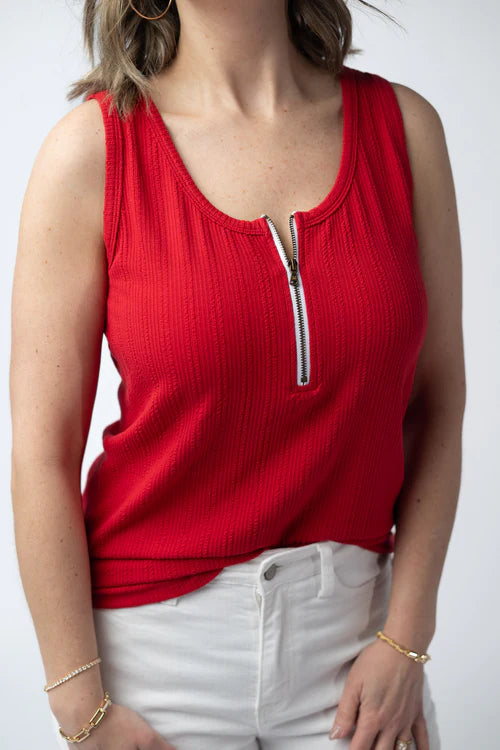 Mila Zipper Tank - Red
