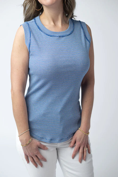 Morgan Micro Striped Tank - Blue
