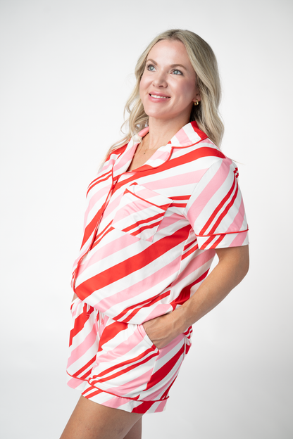 Brooke Top and Shorts Pajama Set - Candy Cane