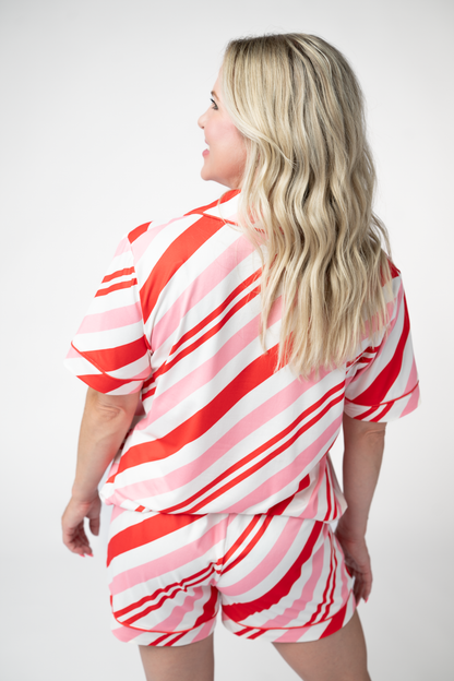 Brooke Top and Shorts Pajama Set - Candy Cane