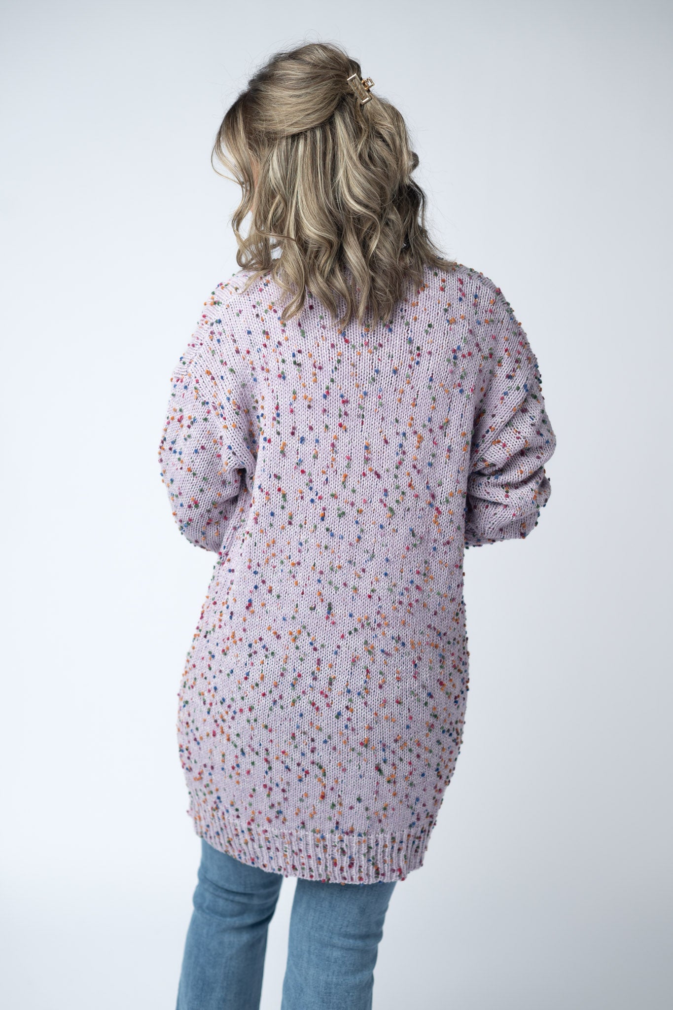 Carly Confetti Dot Cardigan - Lavender