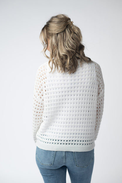 USA Sequin Flag Open Knit Pullover
