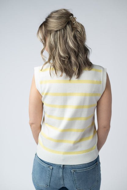 Lucy Striped Button Tank - Yellow
