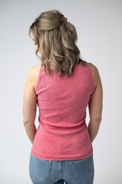 Audrey Vintage Wash Tank - Red