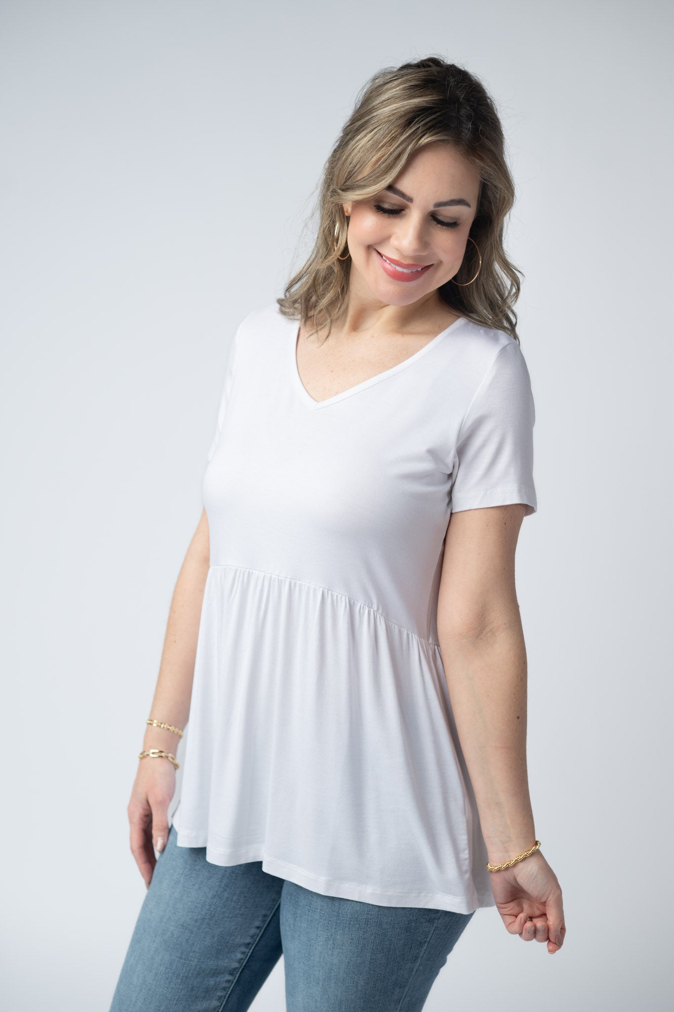 Sarah Ruffle Short Sleeve - White