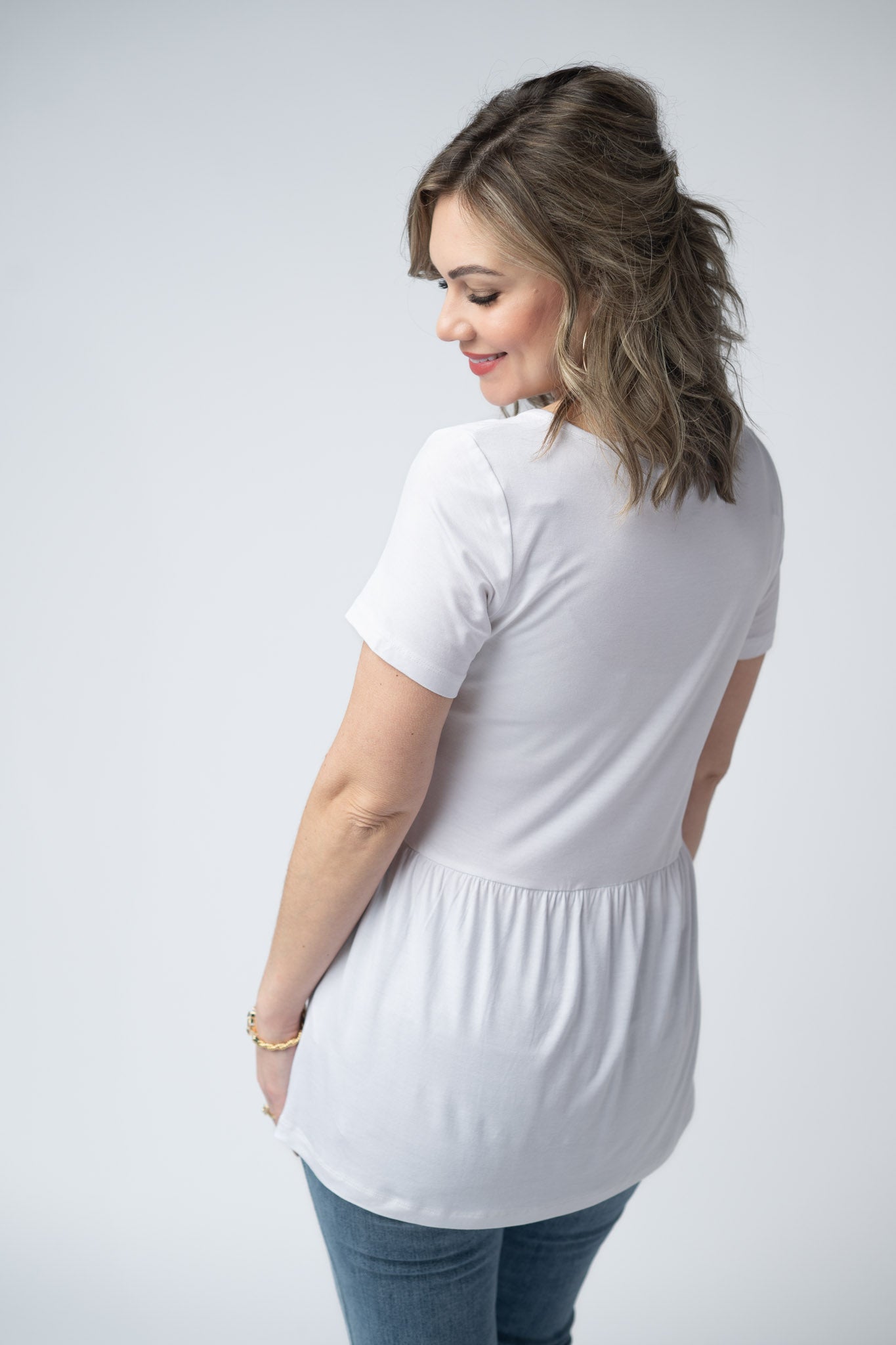 Sarah Ruffle Short Sleeve - White