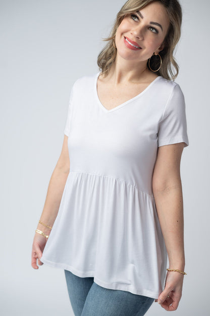 Sarah Ruffle Short Sleeve - White