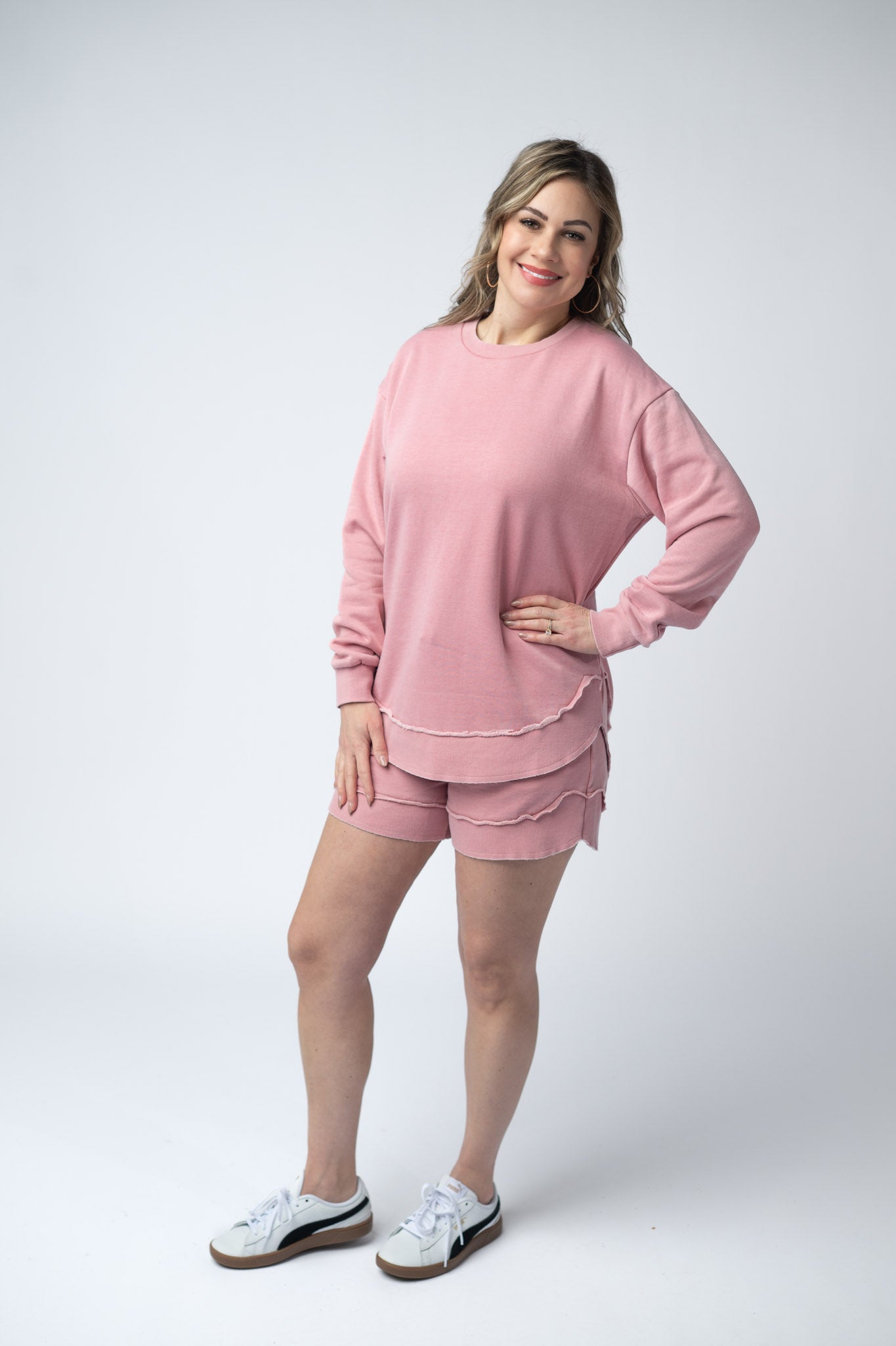 French Terry Stevie Shorts - Dusty Pink