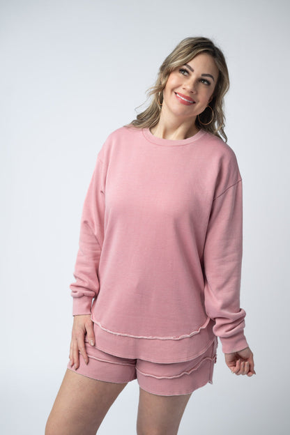 French Terry Stevie Shorts - Dusty Pink