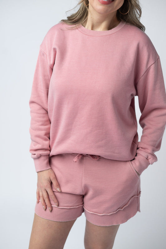 Vintage Wash Pullover - Dusty Pink