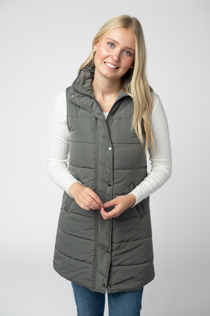 Harlow Long Vest - Grey