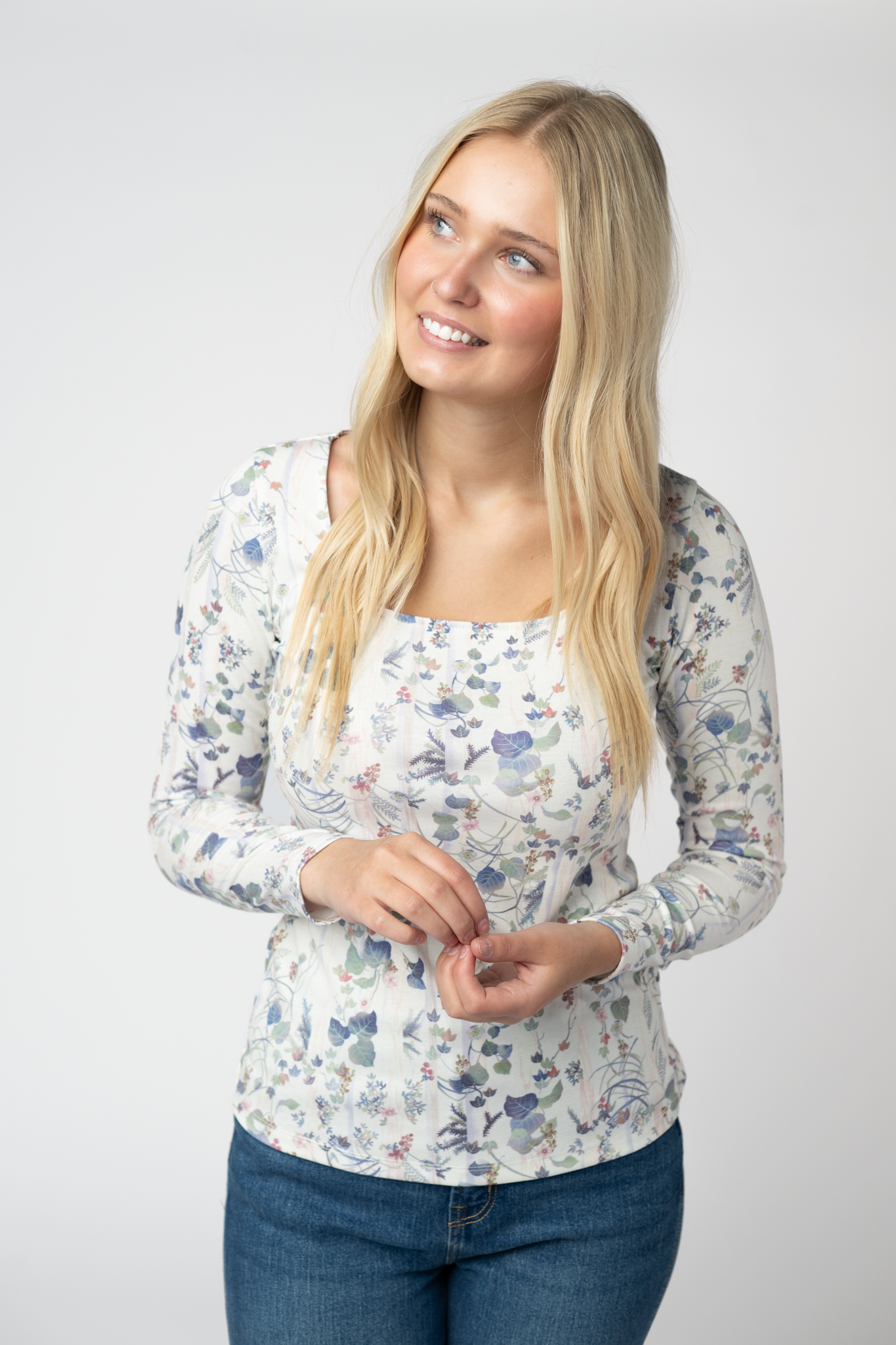 Alyssa Long Sleeve Top - Olive Meadow