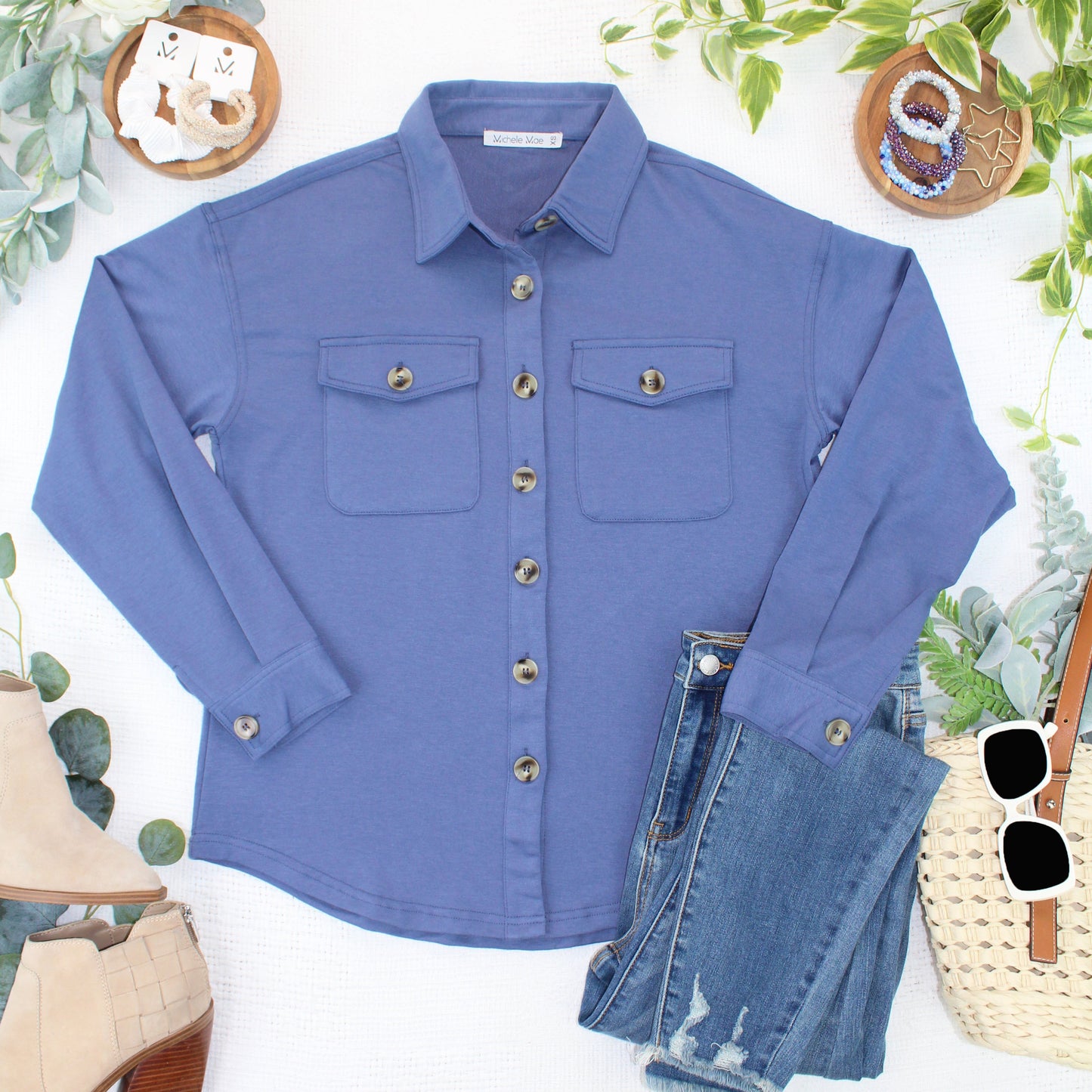 Brenna Button Down Top - Denim