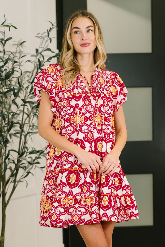Don't You Go Away Balloon Sleeve Dress