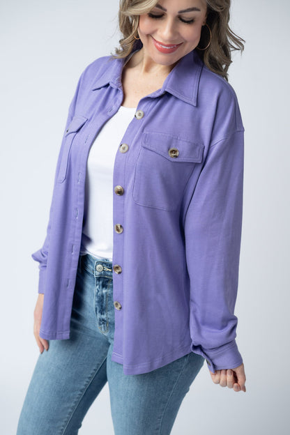 Brenna Button Down Top - Purple