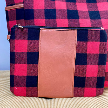 Weekender Bag & Pouch - Red Black Plaid