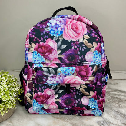 Mini Backpack - Purple Blue Pink Floral