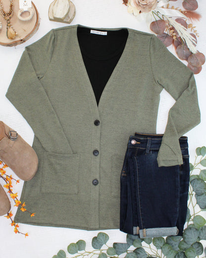 Cori Cardigan - Heathered Olive