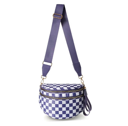 Roni - Checkered - Nylon Crossbody - Cloud Purple