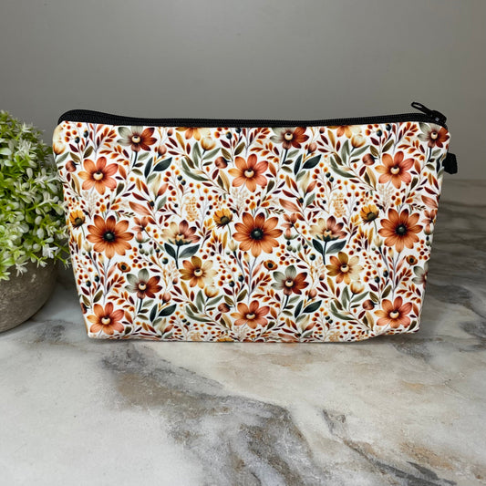 Pouch - Floral Burnt Orange Yellow