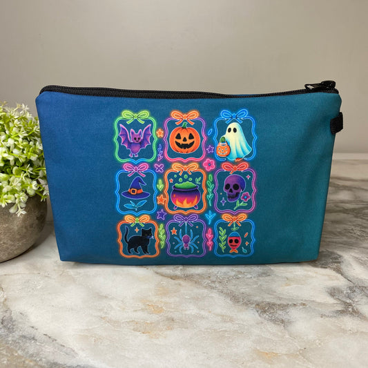 Pouch - Halloween Neon Things on Teal