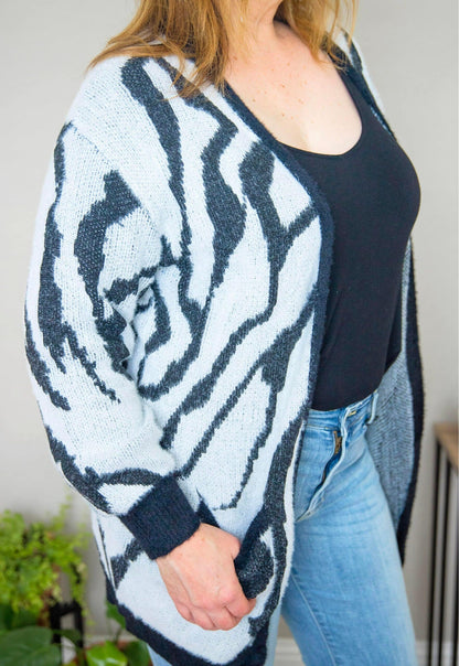 Wild Fuzzy Zebra Cardigan