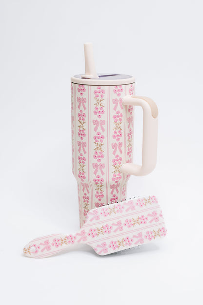 Girly Girl Bow and Floral Tumbler