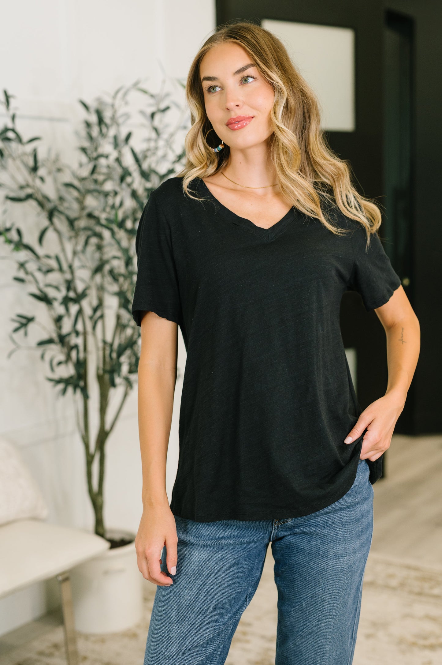 I Don't Have to Choose V-Neck Tee in Black