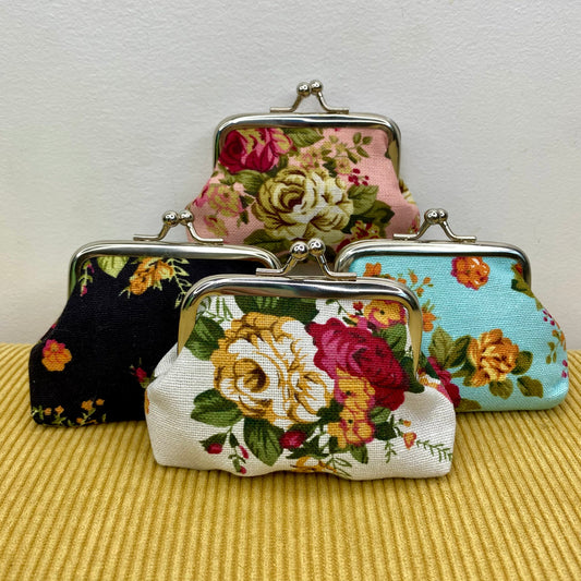 Clamshell Coin Purse Wallet (Medium) - Floral