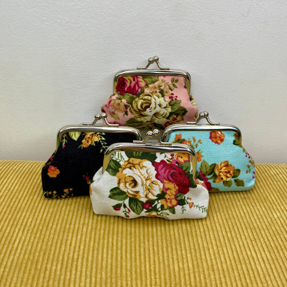 Clamshell Coin Purse Wallet (Medium) - Floral