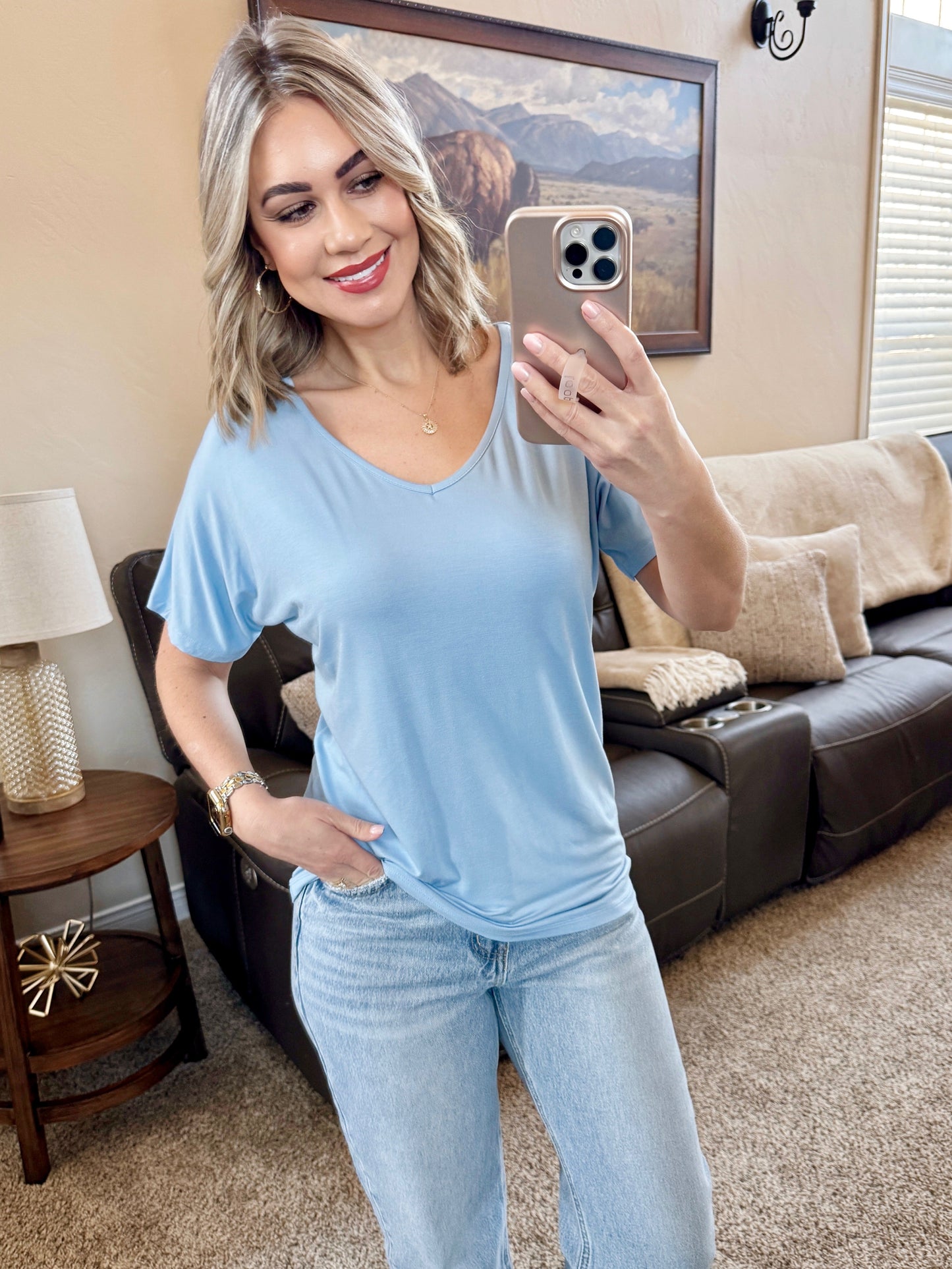 Chloe Cozy Tee - Sky Blue