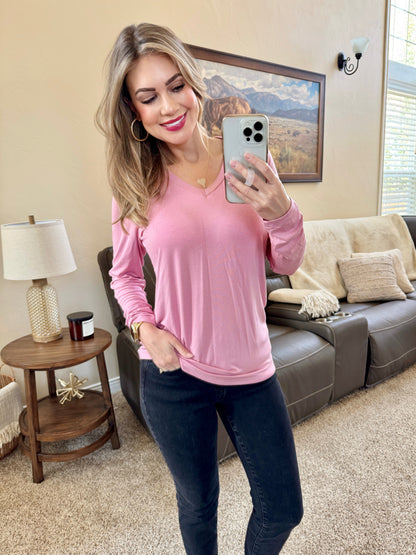 Larissa Long Sleeve Top - Rose