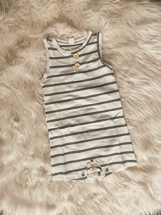 Striped Button Tank Romper-READY TO SHIP