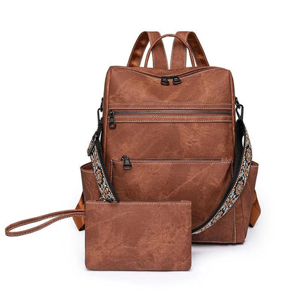 Denim Suede Brooke Backpack + Pouch