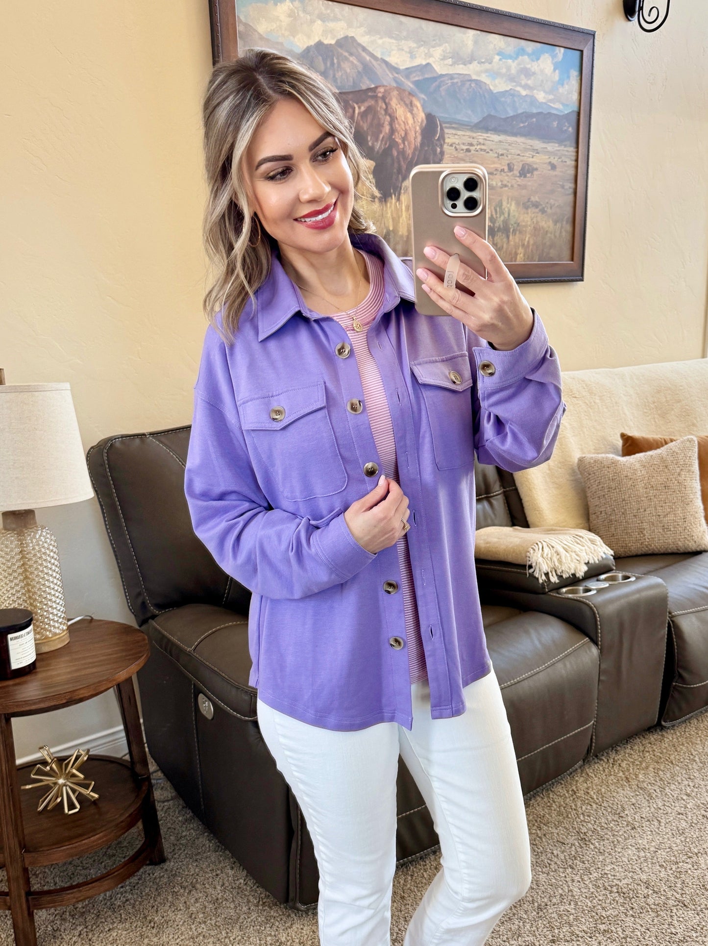 Brenna Button Down Top - Purple