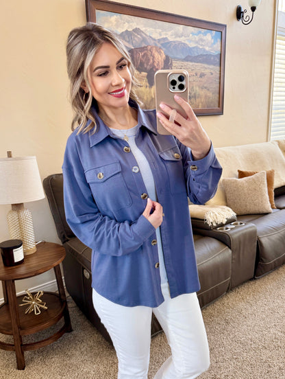Brenna Button Down Top - Denim